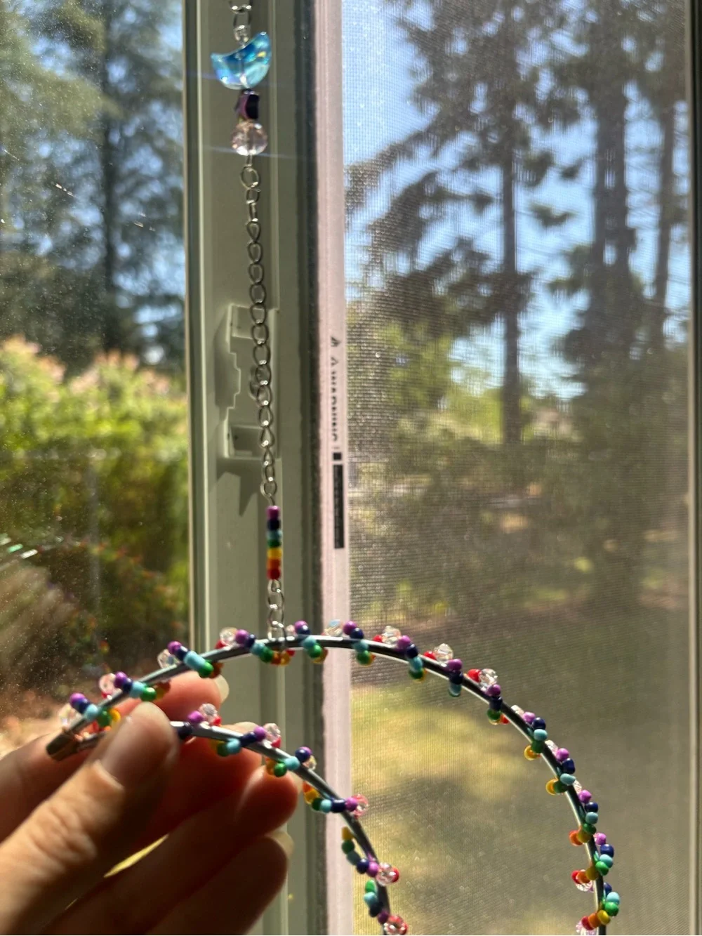 Rainbow Crescent Moon Hanging Sun-catcher - Picture 6 of 7